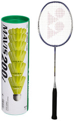 Yonex Mavis 200 I Nylon Shuttle Cock , Yellow | ZR 100 Light Aluminium Badminton Racquet With Full Cover , Grip Size - 4 1/2 inches Black