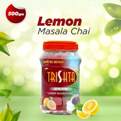 Trishta Herbal Lemon Black Tea - 500gm Barni, 17.6 Ounce | Lemon Masala Chai Healthy Tea - Loaded Herbs, Antioxidant | 10 Seconds To Prepare - No Preservatives, Low Caffeine
