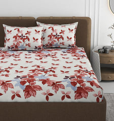 Printed Double Bedsheet With 2 Matching Pillow Covers - 72 X 78 X 10 Inches, Brown | All Around Elastic Fitted King Size Bedsheets | Ideal For Home, Hotel, Bedroom