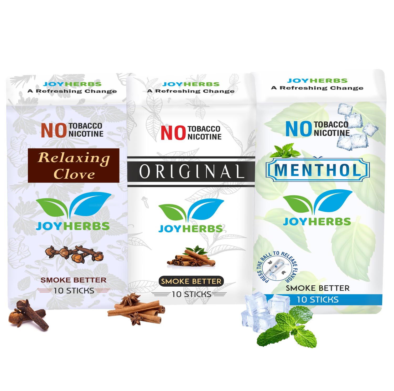 Ayurvedic Herbs Tobacco Alternatives | Non Addictive, Clove, Original & Menthol Flavour Smoke 10 Sticks Each - Tobacco And Nicotine Free Combo Pack Ayurvedic Herbs Tobacco Alternatives | Non Addictive, Clove, Original & Menthol Flavour Smoke 10 Sticks Each - Tobacco And Nicotine Free Combo Pack