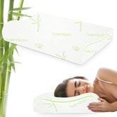 Bamboo Cervical Memory Foam Pillow For Neck & Shoulder Pain Relief, White Color | Orthopedic Contour Pillow For Sleeping & Spinal Alignment | Ergonomic Support, Removable Cover - Pack Of 1