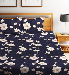 Microfiber Double Bedsheet With 2 Pillow Covers - 85 X 86 Inches, Blue | Normal Hand Wash Or Machine Wash | 144 Thread Count