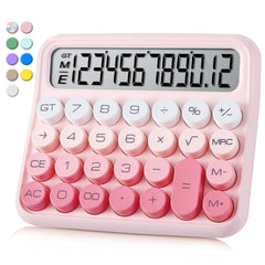 Vewingl Mechanical Switch Calculator Cute 12 Digit Large LCD Display And Buttons, Calculator With Large LCD Display Great For Everyday Life And Basic Office Work. With Battery