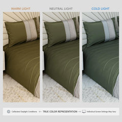 Bedsheet For Super King Size Bed With 2 Matching Pillow Cover - 108 X 108 Inches, Olive | Ideal For Healthy Skin & Hair | 100% Premium Fabric Is Lightweight, Soft & Comfortable