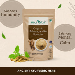 Neuherbs Organic Ashwagandha Powder, Ayurvedic Support For Stress, Mental Calmness & Anxiety Issues, Certified Organic | 100gm 0.2lbs