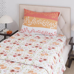 Single Bedsheet With One Pillow Covers Size - 59 X 87 Inches, Multicolor | Light Weight & Durable Bedsheet Set - Wrinkle Resistant Beautifully Designed Collection