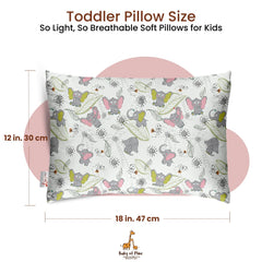 Premium Baby Pillow For Kids, Super Soft Cotton Kids Cushion - 12 X 18 Inches | For 5 Years Old Kids, Cartoon Prints - Big Ears Elephant | Bed Pillow, Washable, Easy To Care - Pillow 18