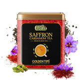 Golden Tips Saffron Cardamom Tea - 250gm, 8.8 Ounce | Exotic Robust CTC Chai - Kesar Elaichi Chai | Caffeine Free, Artificial Flavor Free