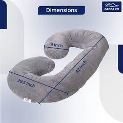 Pregnancy Pillows For Sleeping, C- Shape, Full Body Pillow & Maternity Support, Grey | For Back, Hips, Legs, Belly | For Pregnant Women With Removable, Washable Velvet Cover, Soft Pillow