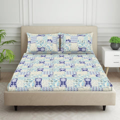 Double Bedsheet For Queen Size 2 Matching Pillow Cover - 88 X 100 Inches, Multicolor | Durable & Long Lasting Wrinkle Resistant Fabric - Skin Safe & Super Soft