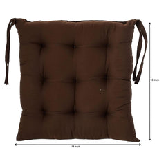 Chair Cushion Pad, Soft & Comfortable Sitting, Chair Pad - Brown | Microfiber Square Chair Pad With Ties | Chair Seat Cushion For Office & Home | Furniture Cushion, Washable - Pack Of 6