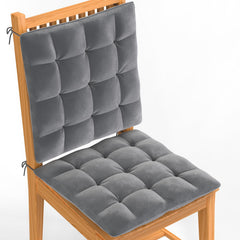 Square Chair Pads Cushion, For Comfortable Sitting, Grey Color - 40 X 40 Cm | Seat Cushions With Ties For Sitting, Pooja, Dining & Office Table | Furniture Cushion, Washable - Pack Of 2