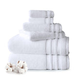 Mytrident Finesse 100% Cotton 2 Bath + 2 Hand & 2 Face Towels 1800 Gsm (White) -6 Piece