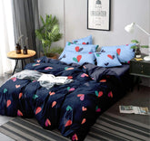 1 Flat Bedsheet For King Size With 2 Pillow Cover + Comforter - 90 X 100 Inch, Dark Blue | Super Soft Glace Cotton - 4 Pcs Bedding Set | Perfect Gifts Set Wedding, Anniversary