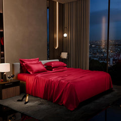 Bedding Set 1 Bedsheet King Size With 4 Pillow Cover - 108 X 108 Inches, Flirty Red | Wedding, Bedroom, Date Night Collection | 300 Thread Count