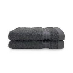 Welspun 100% Cotton Hand Towel 450 Gsm | Anti Bacterial Bright Colours High Absorbency -Gunmetal Grey (Pack Of 2)