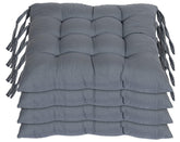 Chair Cushion Pad, Soft & Comfortable Sitting, Chair Pad - Grey | Microfiber Square Chair Pad With Ties | Chair Seat Cushion For Office, Home | Furniture Cushion, Washable - Pack Of 4