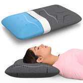 Cool Gel Ergonomic Memory Foam Pillow, Grey Color - 4.5 Inch | Orthopedic Pillow For Neck Pain Relief & Back Support With Removable Washable Grey Cover | Neck Support, Cooling - Pack Of 1