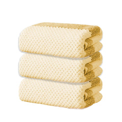 Black Gold The Finer Touch Soft Hand Towel 600 Gsm | Ultra Absorbent, Quick Drying, Cotton-Feel Microfiber Yellow & White Stripes -Pack Of 3