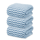 Black Gold The Finer Touch Microfiber Zigzag Bath Towel 1050 Gsm | Soft & Quick Dry Towel Lightweight & Absorbent Use For Men & Women (Blue) - Pack Of 3