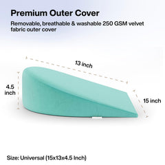 Pregnancy Pillow For Pregnant Women, Memory Foam Maternity Pillow - Aqua Green | Wedge For Supporting Belly, Back During Pregnancy - Provides Soft-Support To The Baby Bump, Comfortable Pillow