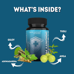 Aadar Immunity Pro Capsule Ayurvedic Immunity Boosters, Antioxidants For Adults Support Natural Immunity & Energy Giloy, Amla, Ashwagandha | 60 Capsules 100gm 0.2lbs
