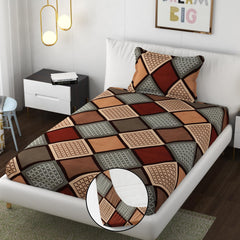 Premium Heavy Cotton Elastic Fitted Bedsheets With 2 King Size Pillow Covers - 72 X 78 X 10 Inch, Multicolor | Super Soft Breathable & Wrinkle Free