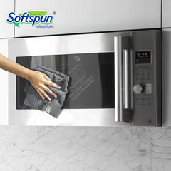 Softspun Microfiber Cloth 340 Gsm | Super Soft Absorbent Cleaning Towels Cleans & Polishes Everything In Your Home - Pack Of 4 (Grey)