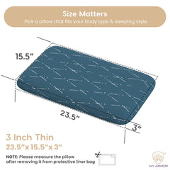 Cool Gel Memory Foam Pillow, Orthopedic Pillow For Sleeping, Thin Size - 3 Inch | Neck Pain Relief, Washable Blue Checks Cover | Removable Cover, Breathable, Pillow - Pack Of 1