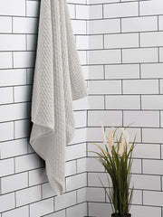 Spaces 100% Cotton Large Size Bath Towel 450 Gsm | Super Absorbent, Quick Dry, Ultra Soft Bath Towel | Dobby Solid Design (White Sand)