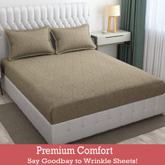 Soft Microfiber Single Bedsheet With 1 Pillow Covers - 60 X 90 Inches, Dark Beige | Wrinkle Free Design & Easy To Wash | Refreshing Your Bedroom Look