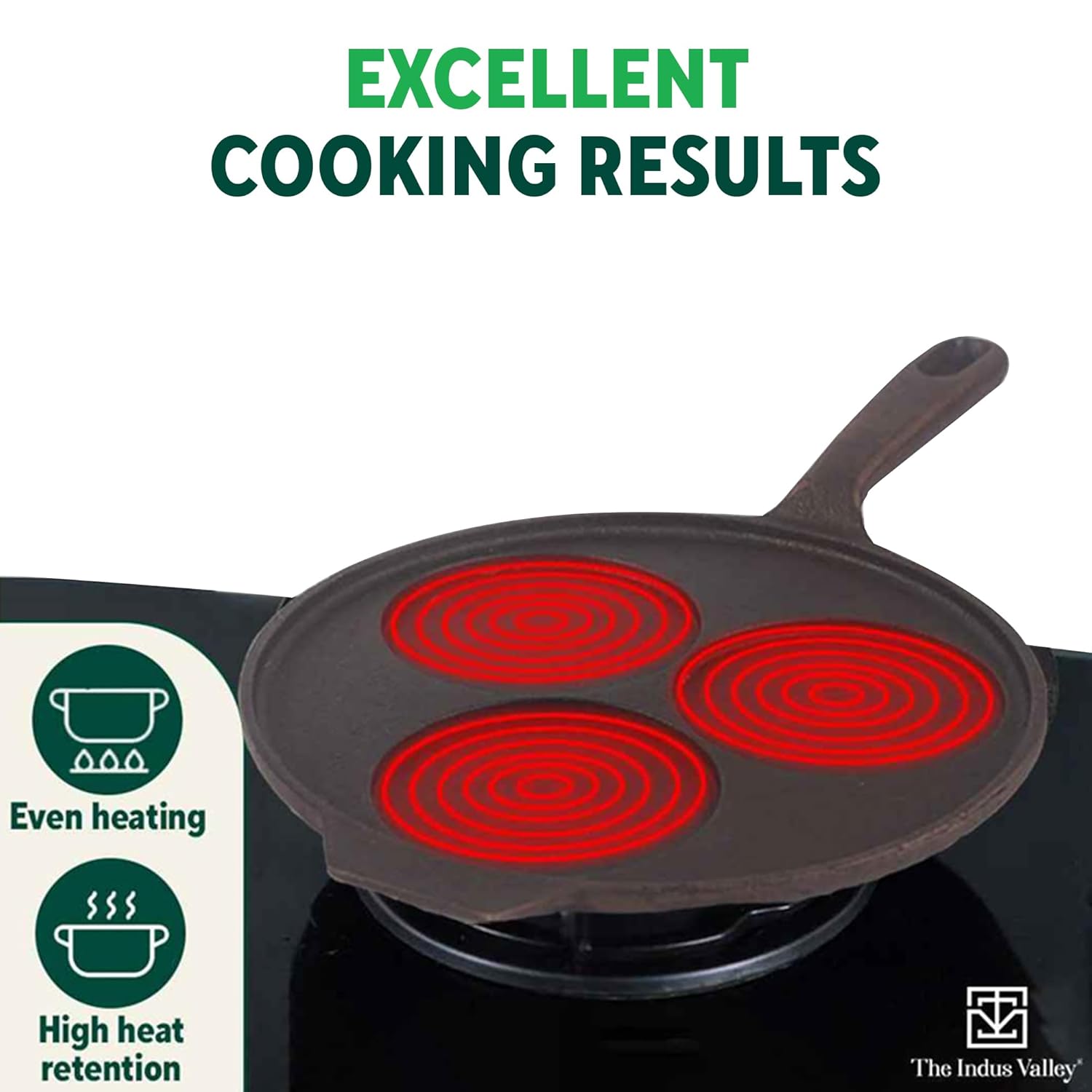Pre-Seasoned Black Cast Iron Uttapam Tawa - 3 Pit, 23cm, 9 Inch, 1.6 Kg | Induction Friendly, Naturally Nonstick, 100% Pure & Toxin-Free, No Chemical Coating Pre-Seasoned Black Cast Iron Uttapam Tawa - 3 Pit, 23cm, 9 Inch, 1.6 Kg | Induction Friendly, Naturally Nonstick, 100% Pure & Toxin-Free, No Chemical Coating