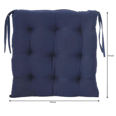 Chair Cushion Pad, Soft & Comfortable Sitting, Chair Pad - Navy Blue | Microfiber Square Chair Pad With Ties | Chair Seat Cushion For Office & Home | Furniture Cushion, Washable - Pack Of 6