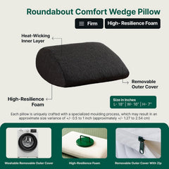 Wedge Pillow, Memory Foam & High-Resilience Foam Pillow, For Pain Relief, Dark Grey | Acid Reflux Pillow, Back Pillow For Bed | Wedge Cushion For Leg Elevation - Wedge Pillow For Sleeping