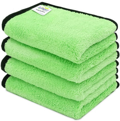 Softspun Microfiber Super Soft Hand & Face Wipes 300 Gsm Towel Set - 4 Piece (Green)