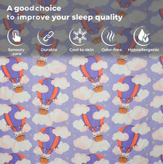 Wrinkle Free Soft Kids Double Bedsheets For King Size With 2 Pillow Cover | 90 X 95 Inches, Lavender | Cartoon Printed Design | Child Bedroom Decor