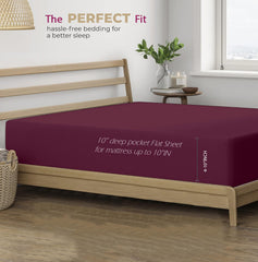 100% Cotton Plain King Size Bedsheet With 2 Pillow Covers | 108 X 108 Inches, Deep Wine | Breathable & Skin Friendly - Soft & Durable For Everyday Use & Bedroom