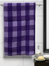 Athom Living Premium Cotton Light Weight Quick-Dry High Absorbent Cotton Bath Towel 250 Gsm, (Purple Checks)