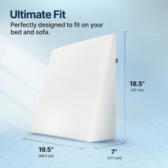 Wedge Cushion Made With Memory Foam Pillow, Complete Back Support, White | Improves Comfort & Posture While Sitting, Working On Bed | Premium Removable Covers, Multipurpose Use - Pack Of 2
