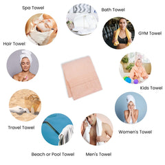 Micro Cotton Remy Basel Luxury Terry Cotton Bath Towel 550 Gsm | Super Comfortable 100% Long Staple Cotton Bath Towel (Peach)
