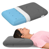 Cool Gel Memory Foam Pillow, Orthopedic Pillow, Queen Size - 4.5 Inches | Pillows For Neck Pain Relief, Thickness With Grey Color Removable Pillow Cover | Adjustable Pillow - Pack Of 1