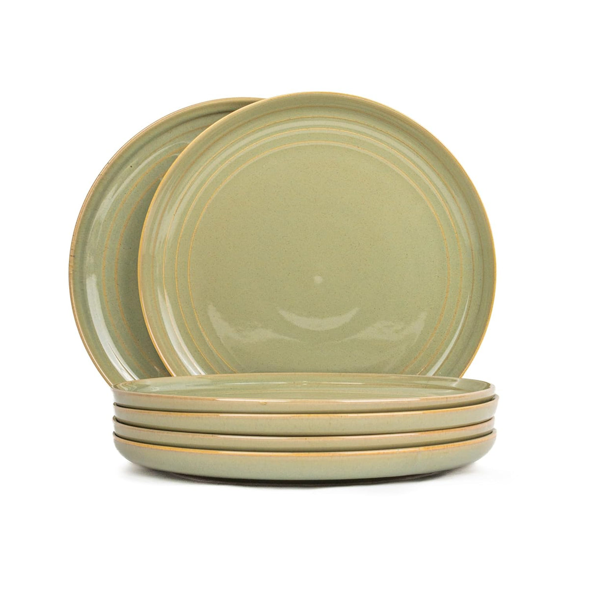 Ceramic Dinner Plates Set Of 6 Pieces, Pistachio Green | Ceramic Plates Set - Glossy Finish Plate Set | Ceramic Dinner Plates - Set Of 6 Plates For Dinner | Microwave Safe & Chip Resistant