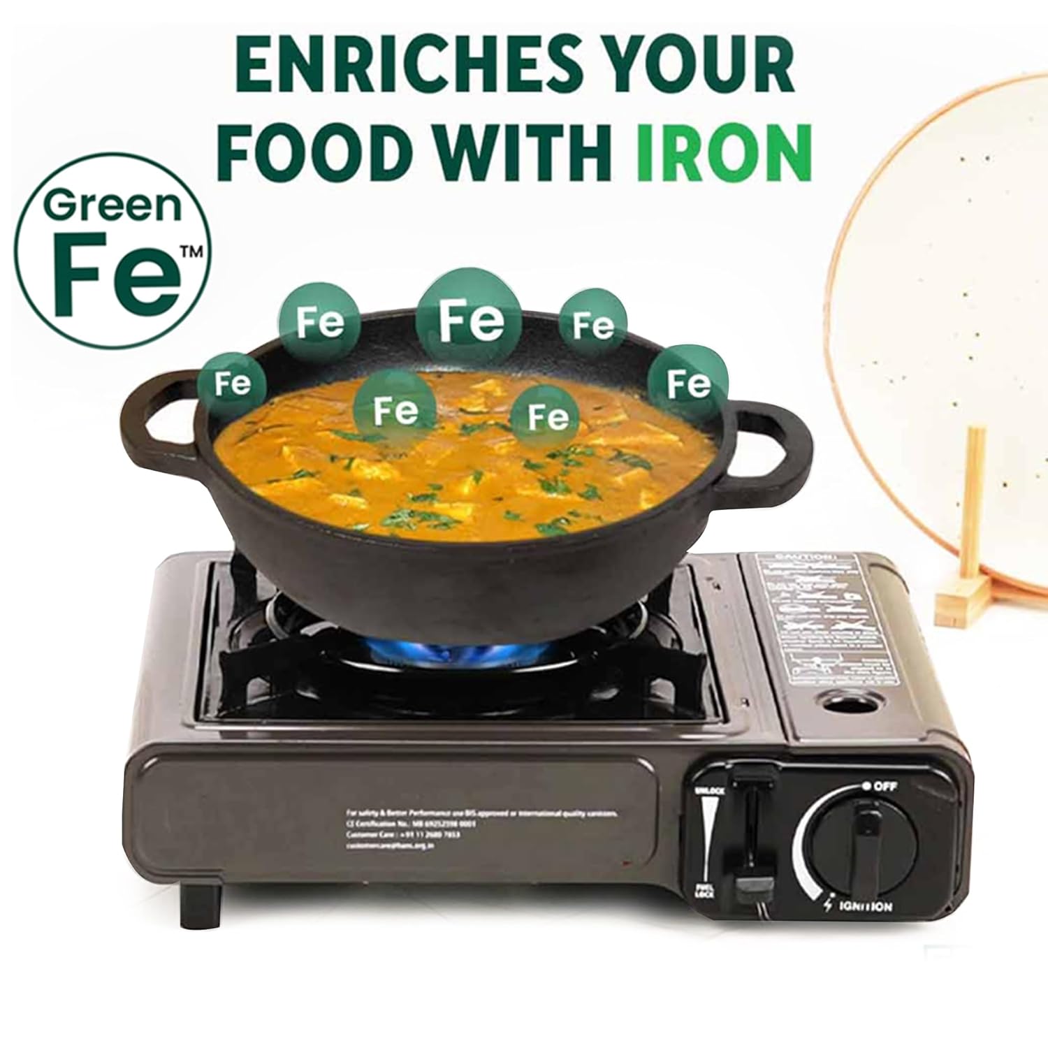 Pre-Seasoned Black Cast Iron Cookware Set + Free Iron Tadka Pan - Kadai 25.4cm, 2.3 Liters + Tawa 30.5cm | Kitchen Cooking Combo Pots & Pans Set Of 3 Pcs - Naturally Nonstick Pre-Seasoned Black Cast Iron Cookware Set + Free Iron Tadka Pan - Kadai 25.4cm, 2.3 Liters + Tawa 30.5cm | Kitchen Cooking Combo Pots & Pans Set Of 3 Pcs - Naturally Nonstick