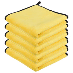 Kuber Industries Cleaning Towel 750 Gsm | Reusable Cleaning Cloths For Kitchen, Duster & Home Cleaning With Hanging Loop - Pack Of 5 (Yellow)