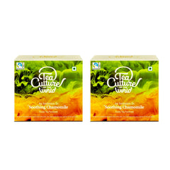 Tea Culture Of The World Soothing Chamomile Green Tea - Pack Of 2 X 16 Tea Bags | Real Whole Chamomile Flowers - No Dust, Sweet Aroma & Delicious Taste | Low Caffeine