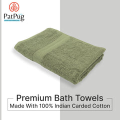 PatPug 100% Indian Ultra Soft Cotton 450 Gsm Bath Towel Large Bath Towel | Highly Absorbent Quick Drying Durable Towel For Men, Women & Kids (Olive Green)