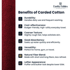 Earthy Fables Basic Hand Towel 800 Gsm | Pure Carded Cotton, Soft, Absorbent, Quick Dry & Skin-Friendly Towel - Pack Of 4 (Wine)