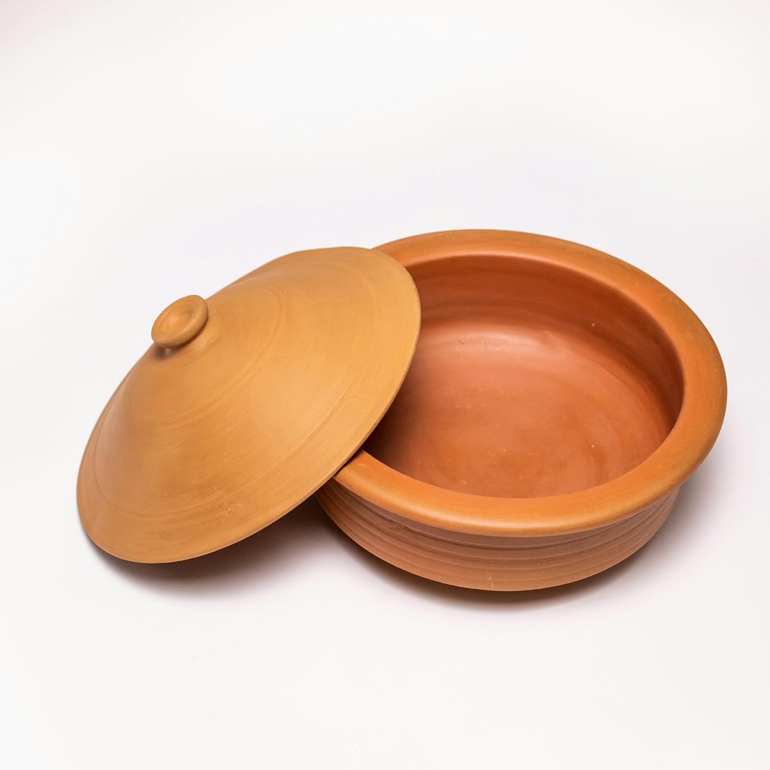 Clay Biryani Handi With Lid Pack Of 2 - 3.5 Liters Each | Pot For Cooking & Serving With Lid, Red-Ochre (Gerua) Clay Biryani Handi With Lid Pack Of 2 - 3.5 Liters Each | Pot For Cooking & Serving With Lid, Red-Ochre (Gerua)
