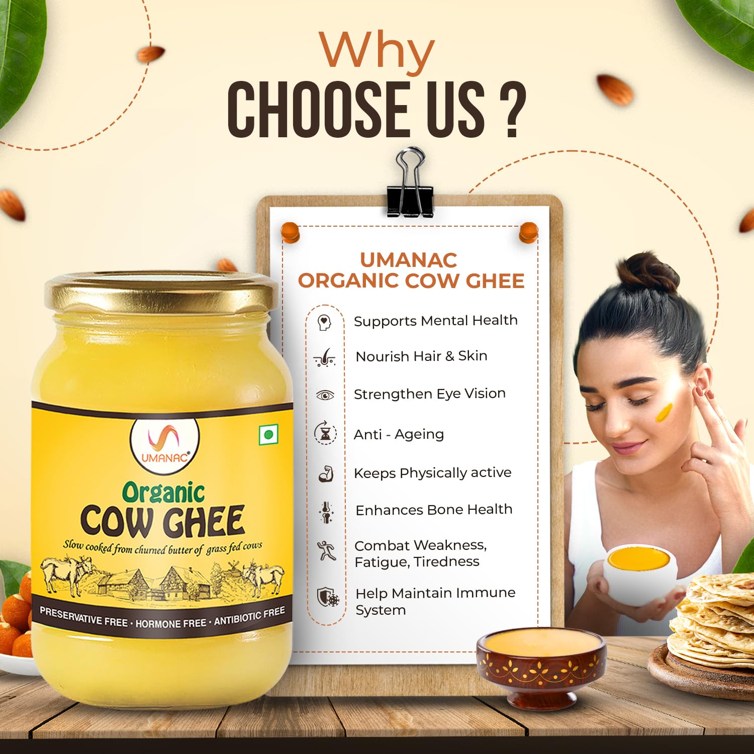 100% Pure Cow Ghee Cow Ghee By Umanac | Traditional Hand Churned Bilona Method Desi Ghee Good For Glowing Skin | (500ml) 16.9 Ounce | Jar Pack 100% Pure Cow Ghee Cow Ghee By Umanac | Traditional Hand Churned Bilona Method Desi Ghee Good For Glowing Skin | (500ml) 16.9 Ounce | Jar Pack