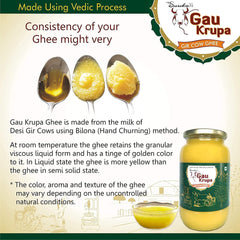 Organic Gir Cow Desi Ghee By Gau Krupa | Vedic Bilona Method Gir Gaay Ghee Good For Taste | (100ml) 3.3 Ounce | Jar Pack